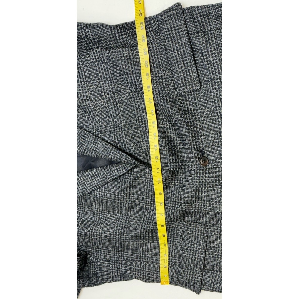 VTG 80s/90s Hart Schaffner Marx Soft Flannel Wool Sport Coat Navy Glen Plaid 46R - Picture 8 of 13